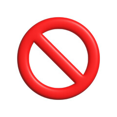 No symbol. Prohibition sign. Ban icon. 3D Vector icon isolated on white background.