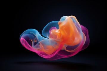  colorful smoke on a black background in the shape of a ballon of fire, in the shape of a ballon of fire, in the shape of a ballon, in the shape of a ballon, in the form of a ballon,.