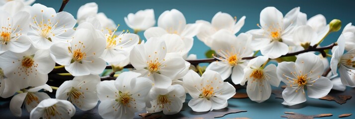 Spring Summer Festive Blooming White Flowers , Banner Image For Website, Background, Desktop Wallpaper