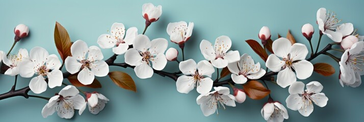 Spring White Apple Blossoms On Pastel , Banner Image For Website, Background, Desktop Wallpaper
