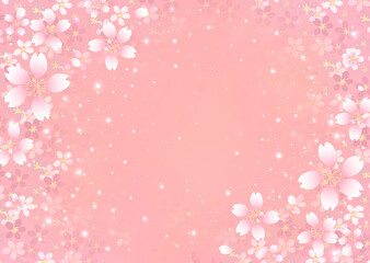 桜のフレーム背景　素材　桜吹雪　キラキラさくら柄　お花見　入学　卒業　入園　卒園　ひな祭り　ひなまつり　コピースペース