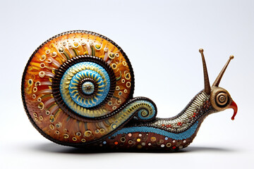 whimsical small snail made of contoured ovals, decorations, art