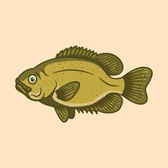 Rock bass mascot fish cartoon vector illustration