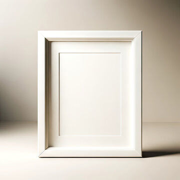White frame mockup style on beige background in morning light