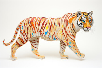 whimsical tiger made of contoured ovals, decorations, art
