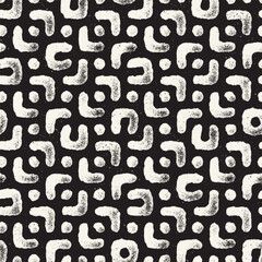 Vector seamless hand-painted pattern. Abstract decorative background with brush strokes. Monochrome hand-drawn texture.