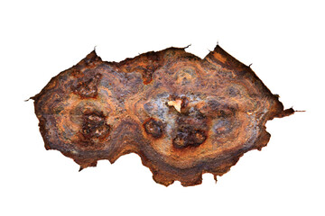 Fototapeta premium Old steel wall, damaged, rusty, dirty isolated on white background.