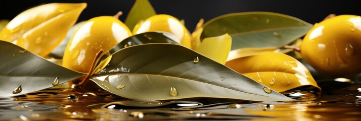 Shiny Glossy Golden Painted Tropical Date , Banner Image For Website, Background, Desktop Wallpaper