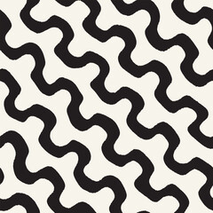 Vector seamless hand-painted pattern. Abstract decorative background with brush strokes. Monochrome hand-drawn texture.