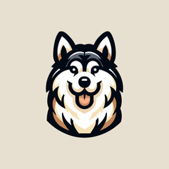 Alaskan Malamute Dog Mascot Logo Illustration