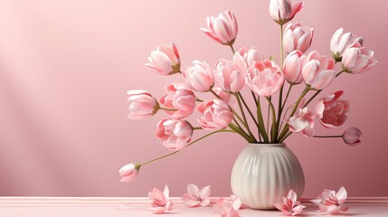 Pink Fresh Spring Tulips Flowers Concept, Background HD, Illustrations