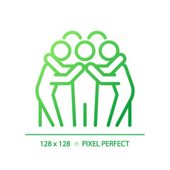 Team huddle gradient linear vector icon. Unity in sports. Team game. American football. Motivation for players. Thin line color symbol. Modern style pictogram. Vector isolated outline drawing