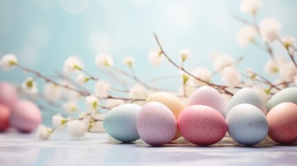 Easter holiday background. Easter holding colorful eggs