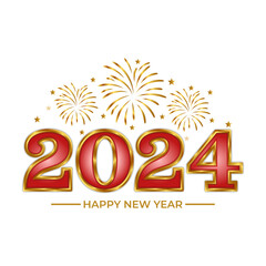 3d red gold 2024 text