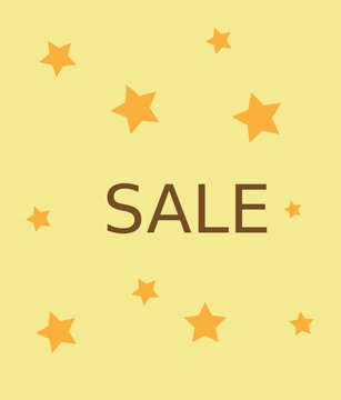 light yellow poster with orange stars for sale