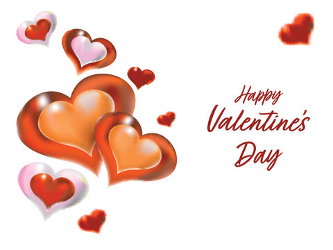 3D Render of Glossy Brown Heart Shapes Decorated White Background for Happy Valentine's Day Celebration Concept.