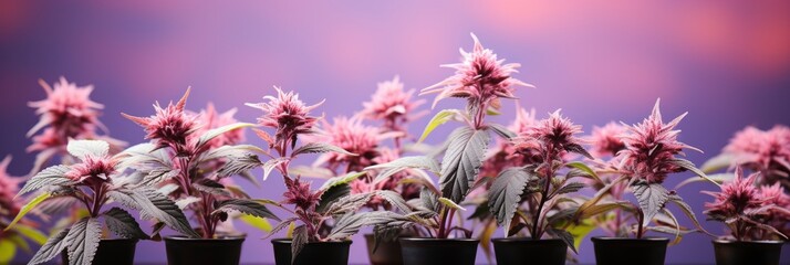 Purple Flowering Cannabis Bud Banner Medical , Banner Image For Website, Background, Desktop Wallpaper