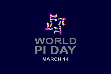 International PI Day poster or greeting card design in elegant and clean blue. .big day or celebration or world holiday on March 14.vector - obrazy, fototapety, plakaty