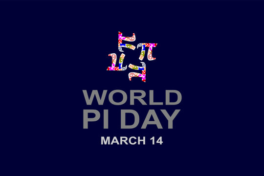 International PI Day poster or greeting card design in elegant and clean blue. .big day or celebration or world holiday on March 14.vector