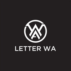 letter wa logo , circular letter wa logo design , logo leter wa combination 