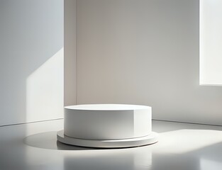 3d abstract scene geometry shape white color podium for product display made with Generative AI