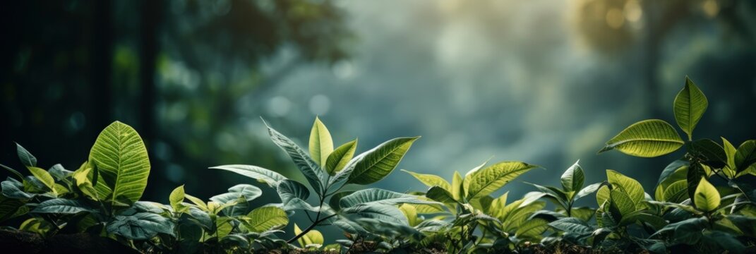 Nature Leaves Green Tropical Forest Backgound , Banner Image For Website, Background, Desktop Wallpaper