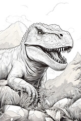 hand drawing of a dinosaur on a white background.