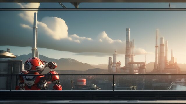 ai robot factory cinematic wallpaper