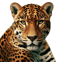 portrait of a leopard on transparent or white background, png