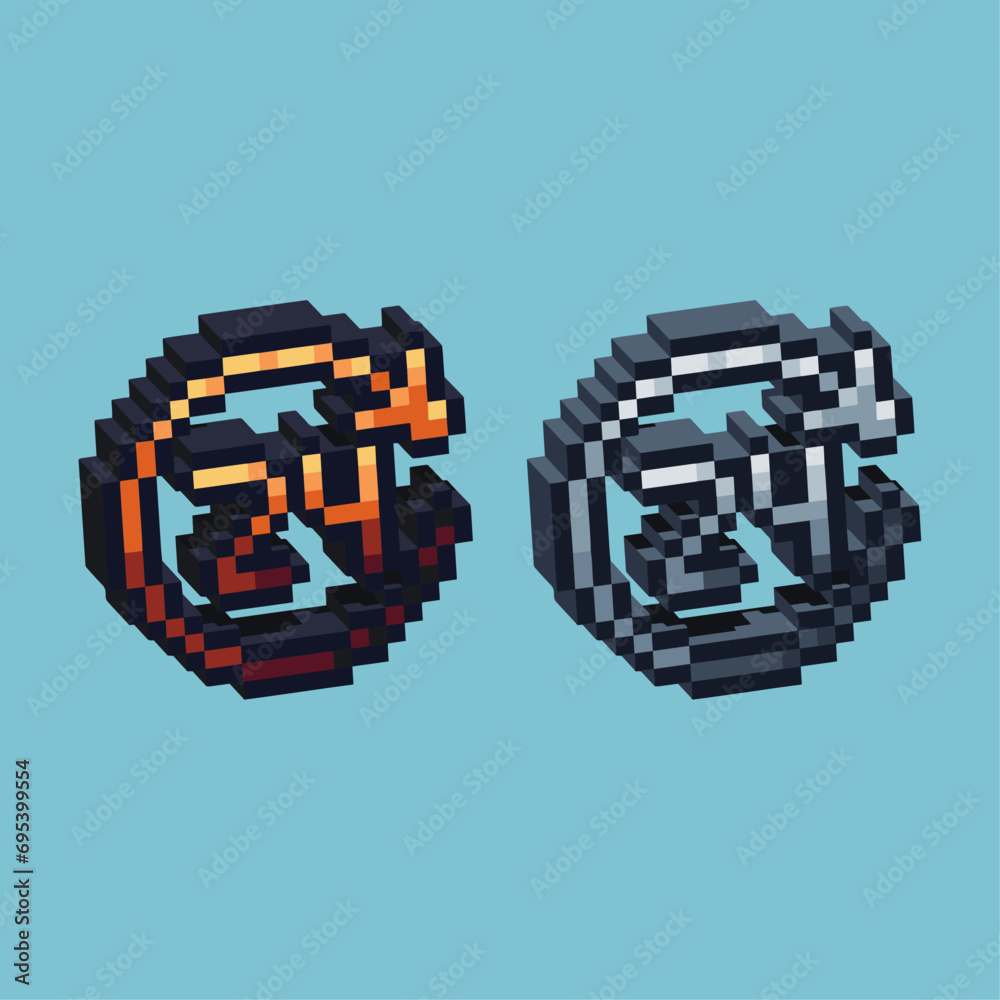 Poster isometric pixel art 3d of 24hours icon for items asset.24hours icon on pixelated style.8bits perfect