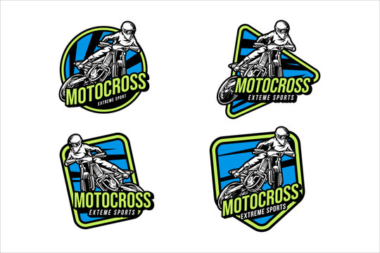 motocross extreme sport badge logo design set collection for sport and adventure