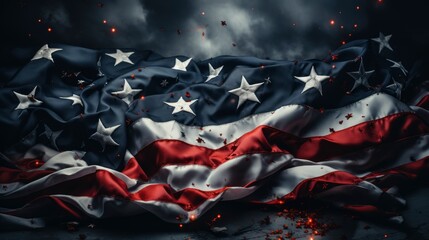 Usa Flag Stars On Grey Grunge, Background HD, Illustrations