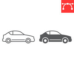 Fototapeta premium Car line and glyph icon, transportation and vehicle, car vector icon, vector graphics, editable stroke outline sign, eps 10.