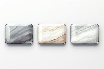 A set of realistic marble interface buttons and panels. Textured backgrounds and elements.