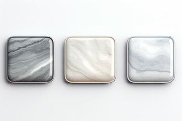 A set of realistic marble interface buttons and panels. Textured backgrounds and elements.
