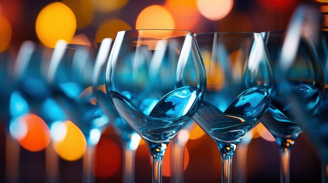 Wine Glasses Turned Upside Down Blue, Background HD, Illustrations