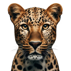 Obraz premium leopard in front on transparent or white background, png