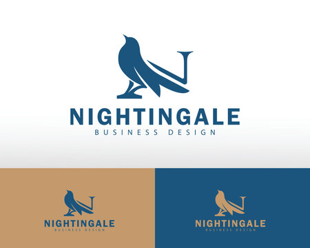 nightingale logo creative letter N design concept business