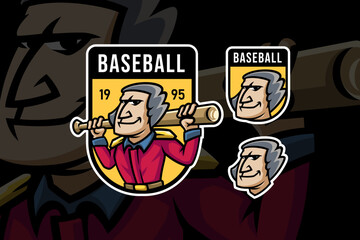 baseball old man mascot logo design collection for baseball team and sport