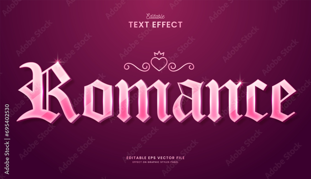 Wall mural decorative pink romance editable text effect vector design