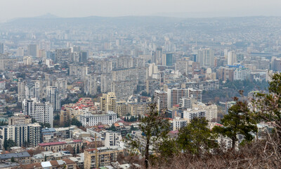 Vake and Saburtalo districts of Tbilisi, Georgia scenic view from Turtle Lake (Kus Tba) 