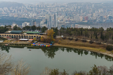 Kus Tba (Turtle Lake) in winter scenic view (Tbilisi, Georgia) 
