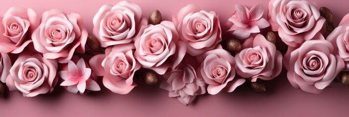 Natural Floral Banner Background Pink Roses , Banner Image For Website, Background, Desktop Wallpaper
