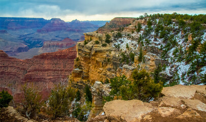Panoramic view of the river valley and red rocks. Grand Canyon National Park with Colorado river in Arizona, USA
