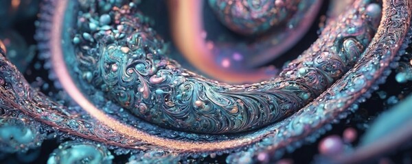 a spiral of blue and pink crystals