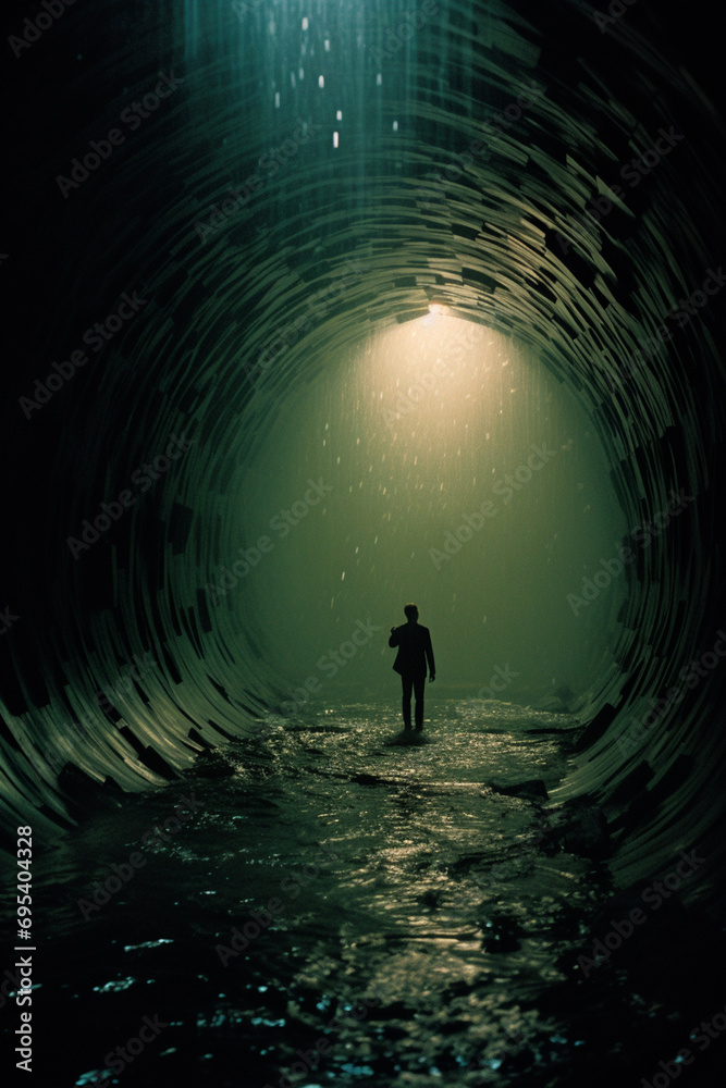 Poster A representation of a transcendent time tunnel, combining elements of time and space in a visually captivating and surreal composition.