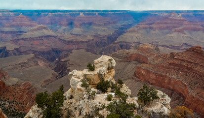 Panoramic view of the river valley and red rocks. Grand Canyon National Park with Colorado river in...