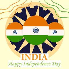 77 years of Independence Day, India Vector Template Design. India independence ball with Ashoka Chakra.