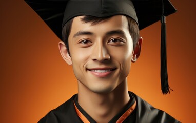 smiling graduate man in a cap and gown