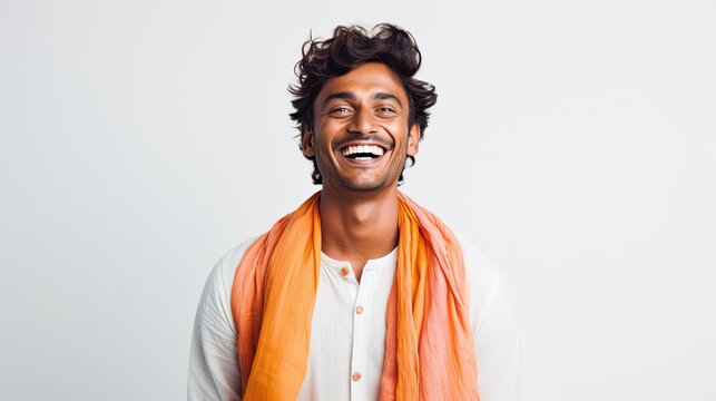 portrait of a laughing indian man